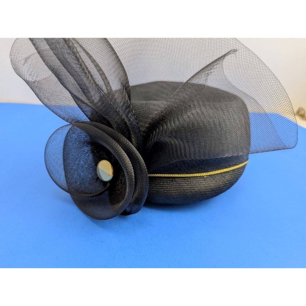 Vintage Black Floral Straw Net Women's Hat